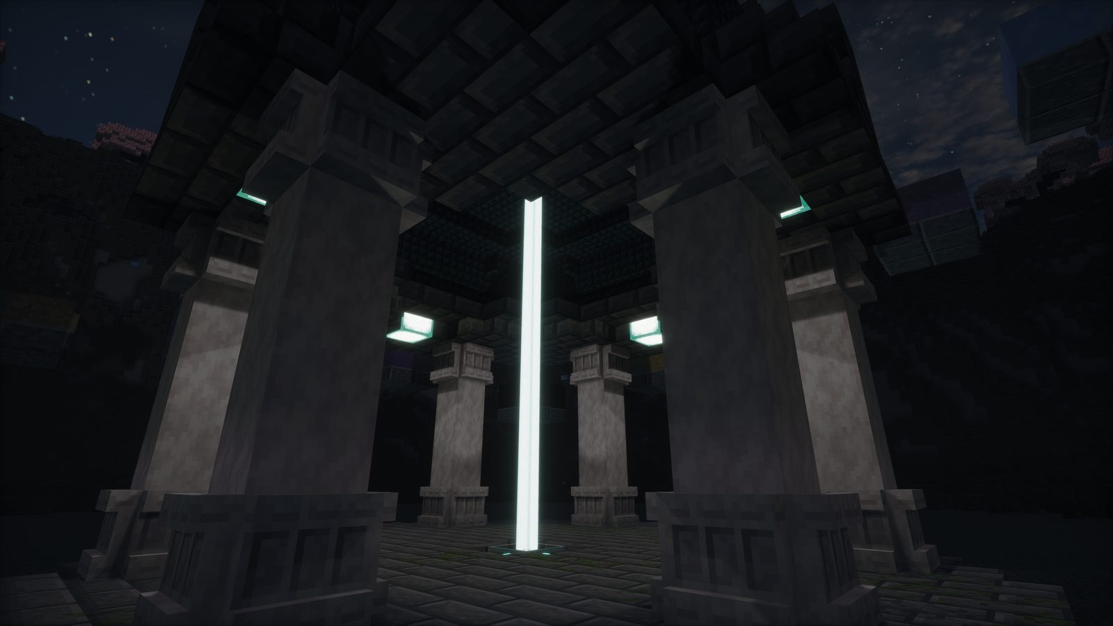 The InsaneOnes spawn lit up at night